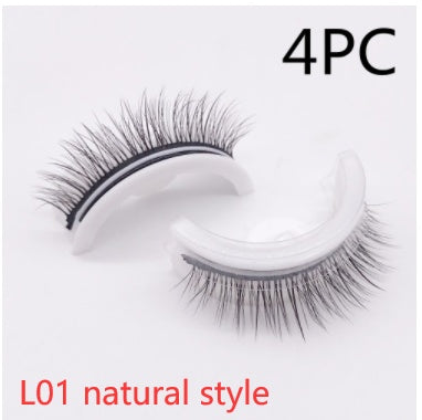 Reusable Mink Lashes Natural False Eyelashes+ Self Adhesive Glue