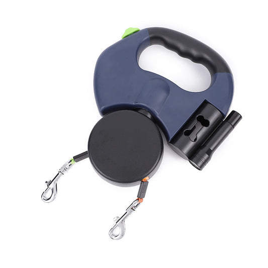Retractable Dog Leash-Reflective Dual Pet Leash 360 Swivel