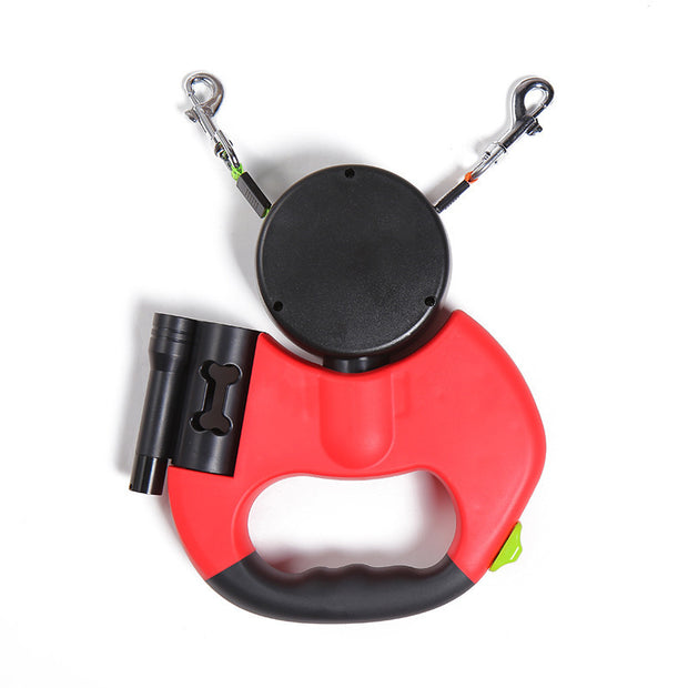 Retractable Dog Leash-Reflective Dual Pet Leash 360 Swivel